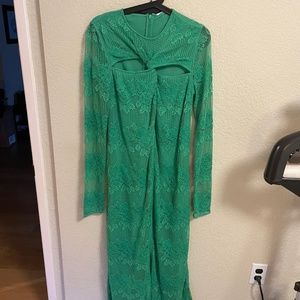 Green lace ganni dress